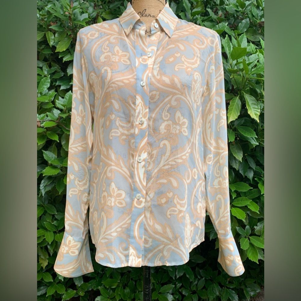 LINDA ALLARD for ELLEN TRACEY ladies 100% silk button up blouse size 4 LNWOT